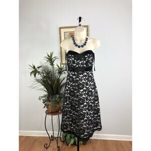 White House Black Market Women's Dress A-Line 4 Lace Off Shoulder Empire Waist